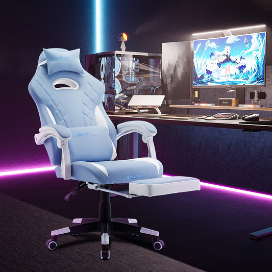 Footrest Massage Gaming Chair Gaming Chair With Footrest And Massage Lumbar Support, Ergonomic Computer Gamer Chair, Office Video Game Chairs With Adjustable Height And Backrest Esports Chair Available In Four Colors