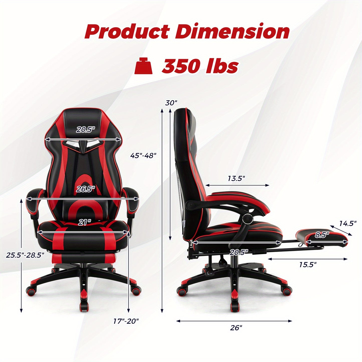 MULTIGOT Adjustable E-Sports Racing Style Chair w\u002F Padded Headrest, Lumbar Support gaming pc