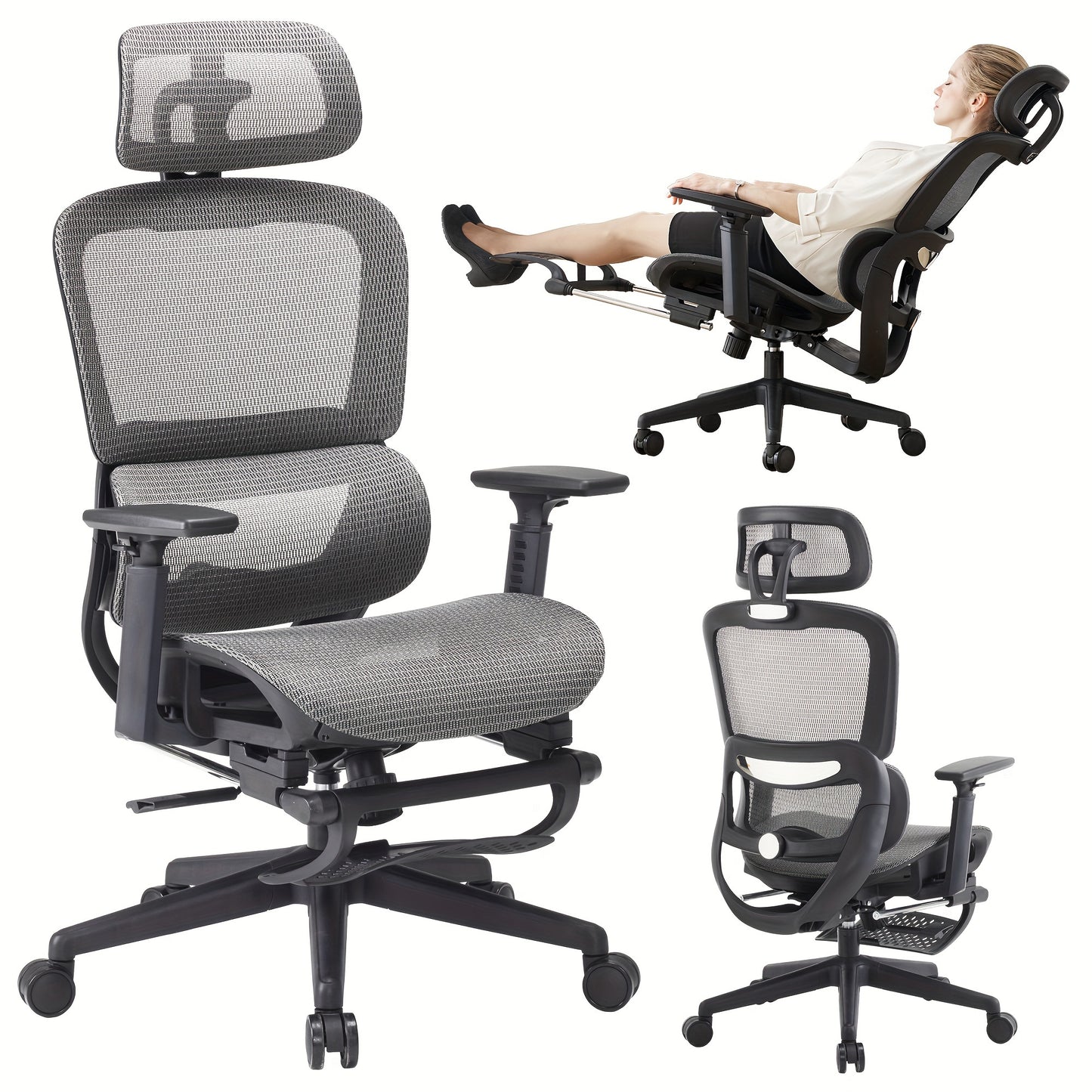 Gzagdecr Ergonomic Office Chair Desk Chair, High Back Gaming Chair, Big And Tall Reclining Chair Comfy Home Office Desk Chair Lumbar Support Breathable Mesh Computer Chair Adjustable Armrests
