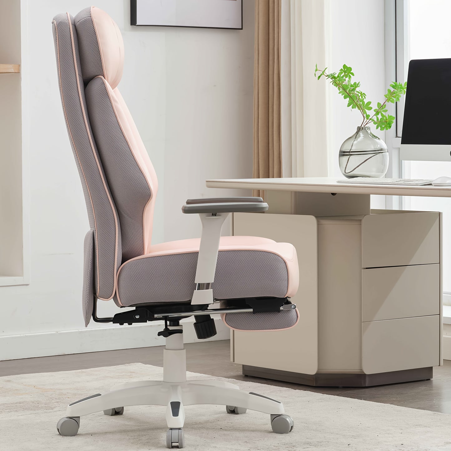 Desk Office Chair 400LBS, Big And Tall Office Chair, Faux Leather Computer Chair, Ergonomic Office Chair Gaming Chair, Executive Office Chair with Leg Rest And Lumbar Support, Christmas Gifts