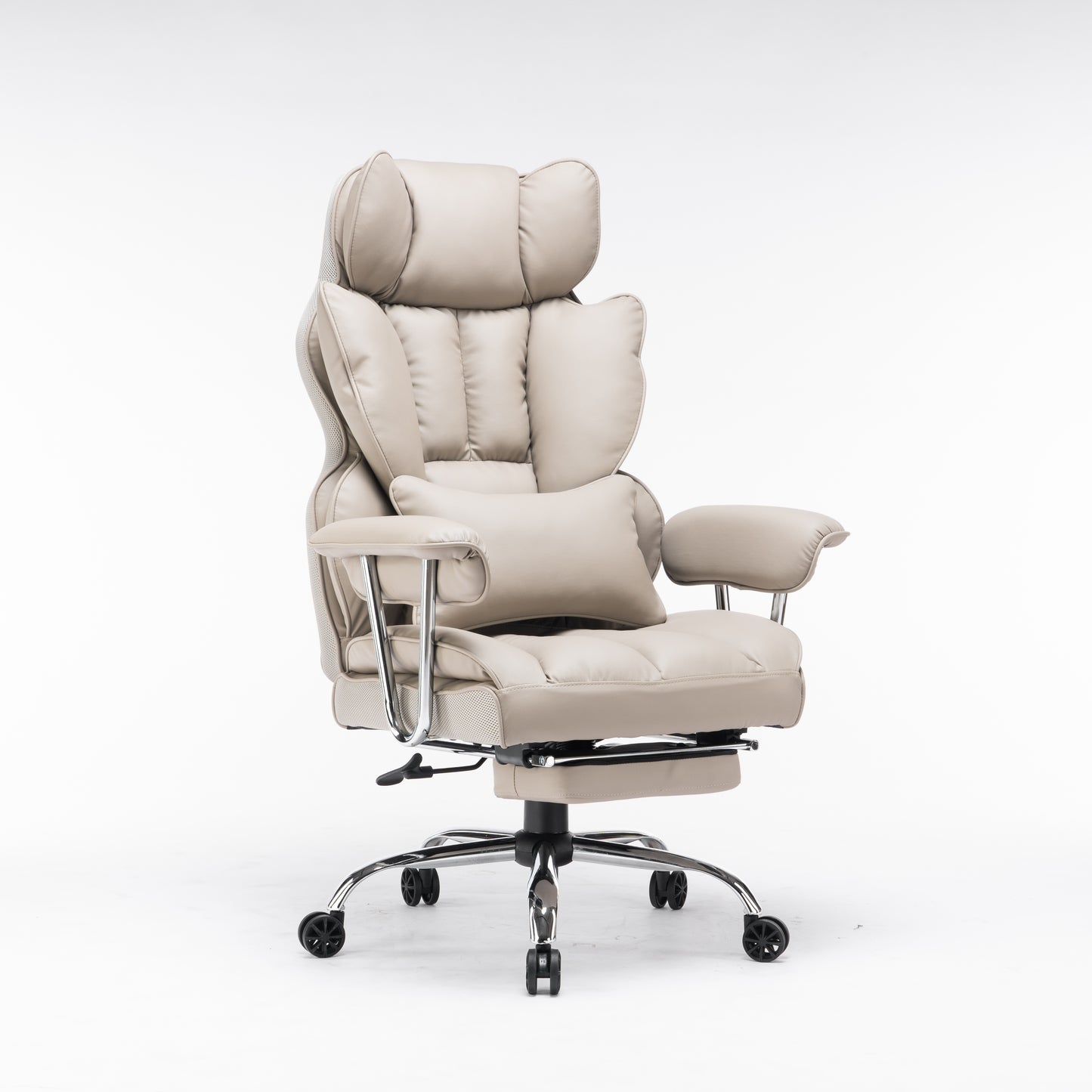 Efomao Desk Office Chair 400LBS, Big and Tall Home Office Chair, Gaming Chair, Faux Leather Computer Chair, Executive Office Chair with Leg Rest and Lumbar Support, Grey Office Chair, Valentine's Day gift.