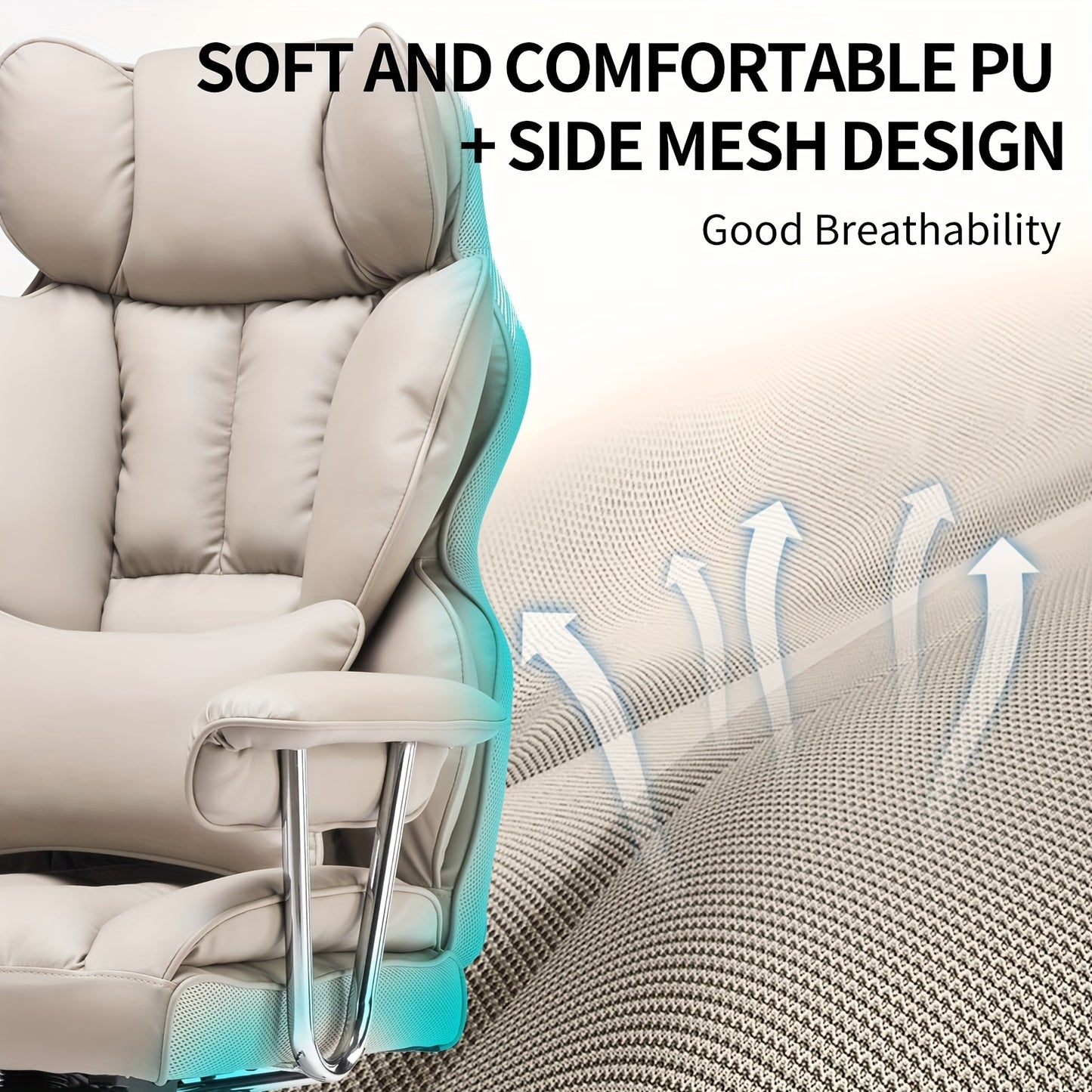 Efomao Desk Office Chair 400LBS, Big and Tall Home Office Chair, Gaming Chair, Faux Leather Computer Chair, Executive Office Chair with Leg Rest and Lumbar Support, Grey Office Chair, Valentine's Day gift.