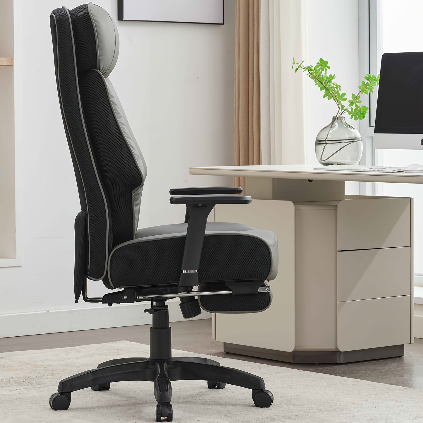 Desk Office Chair 400LBS, Big And Tall Office Chair, Faux Leather Computer Chair, Ergonomic Office Chair Gaming Chair, Executive Office Chair with Leg Rest And Lumbar Support, Christmas Gifts