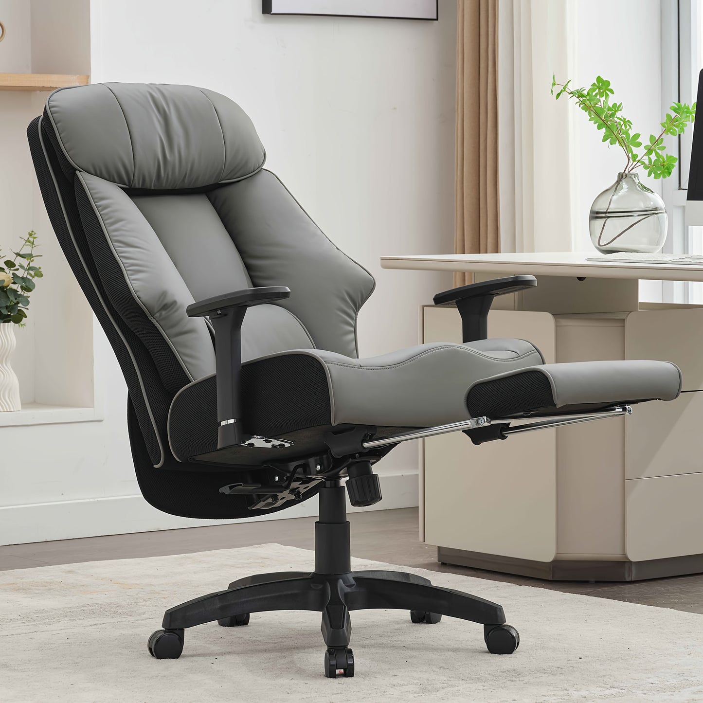 Desk Office Chair 400LBS, Big And Tall Office Chair, Faux Leather Computer Chair, Ergonomic Office Chair Gaming Chair, Executive Office Chair with Leg Rest And Lumbar Support, Christmas Gifts