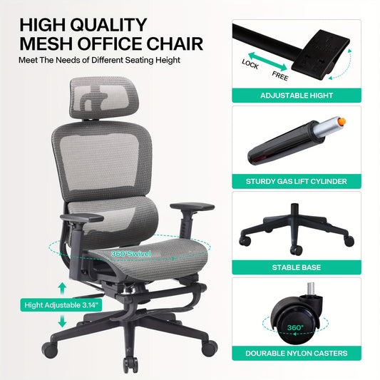 Gzagdecr Ergonomic Office Chair Desk Chair, High Back Gaming Chair, Big And Tall Reclining Chair Comfy Home Office Desk Chair Lumbar Support Breathable Mesh Computer Chair Adjustable Armrests