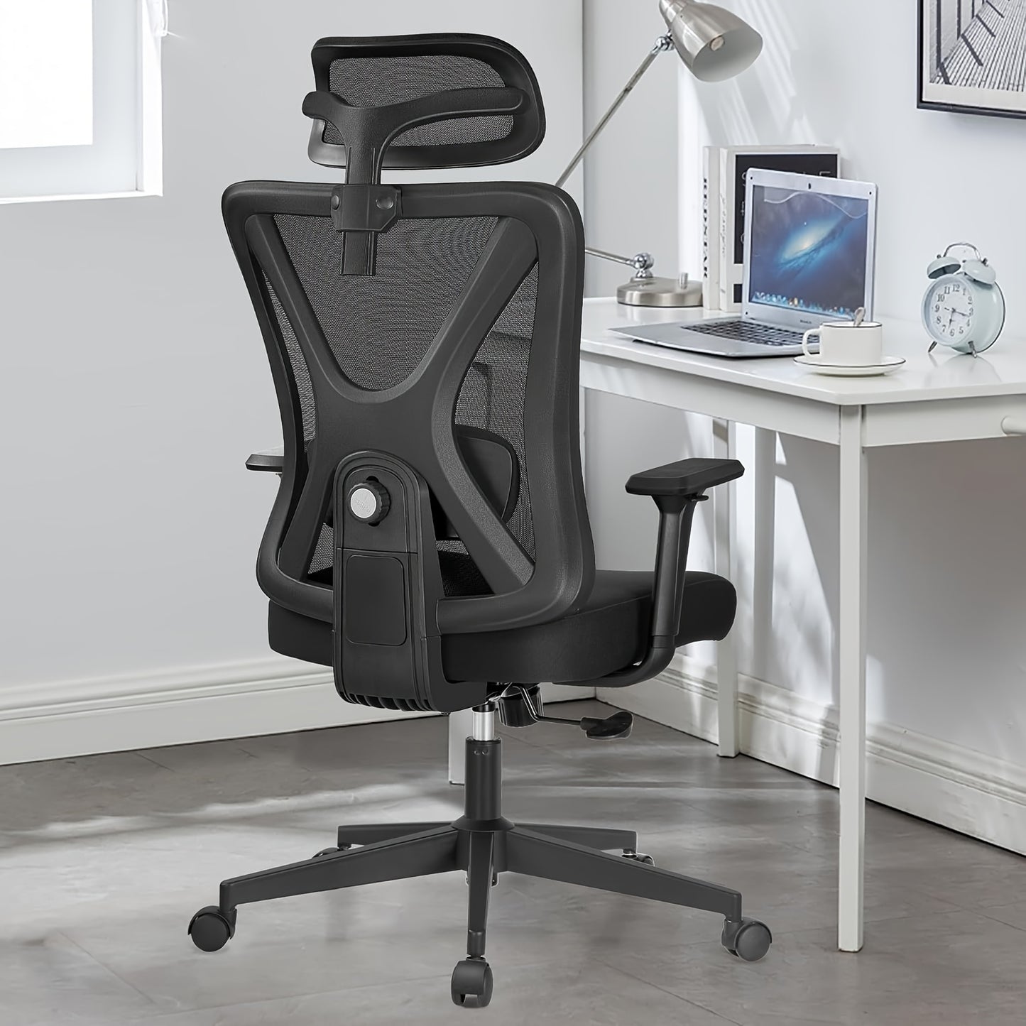 Swivel Ergonomic Office Chair For Gaming, Computer Desk Chair With Breathable Mesh High Back Task Design, Adjustable Lumbar Support, 3D Armrests And Headrest